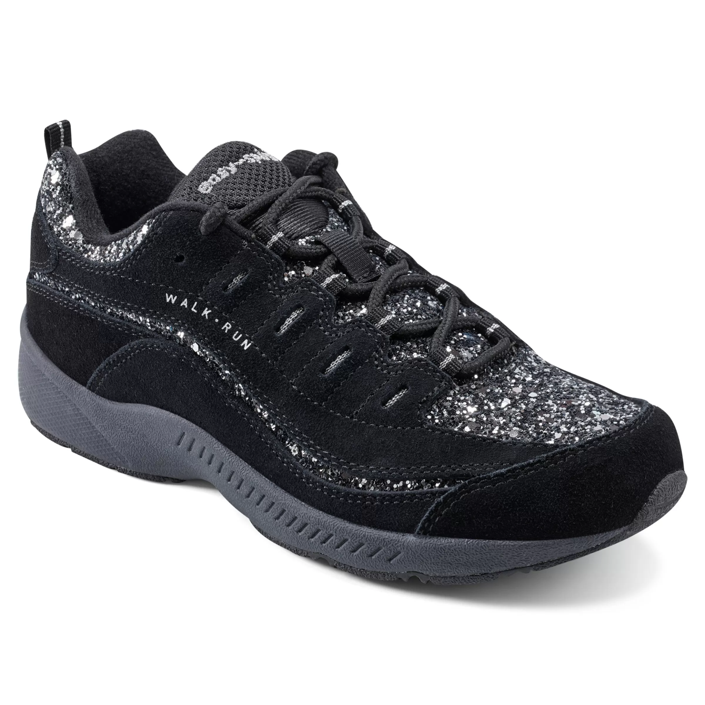 Romy & Friends | Romy Walking Shoes-Easy Spirit Romy Walking Shoes Black Silver Glitter