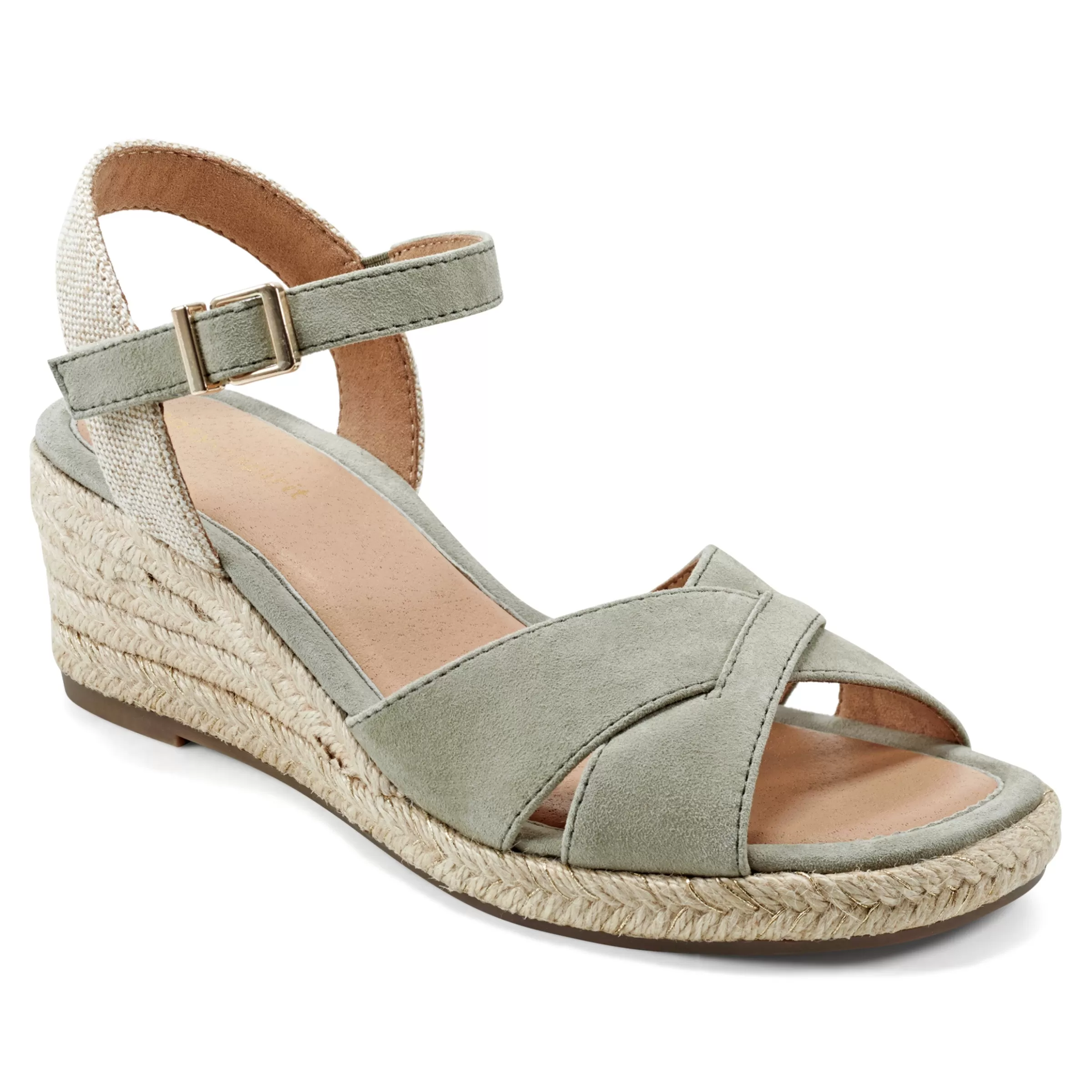 Dress | Sandals-Easy Spirit Shandra Wedge Sandals Light Green Suede