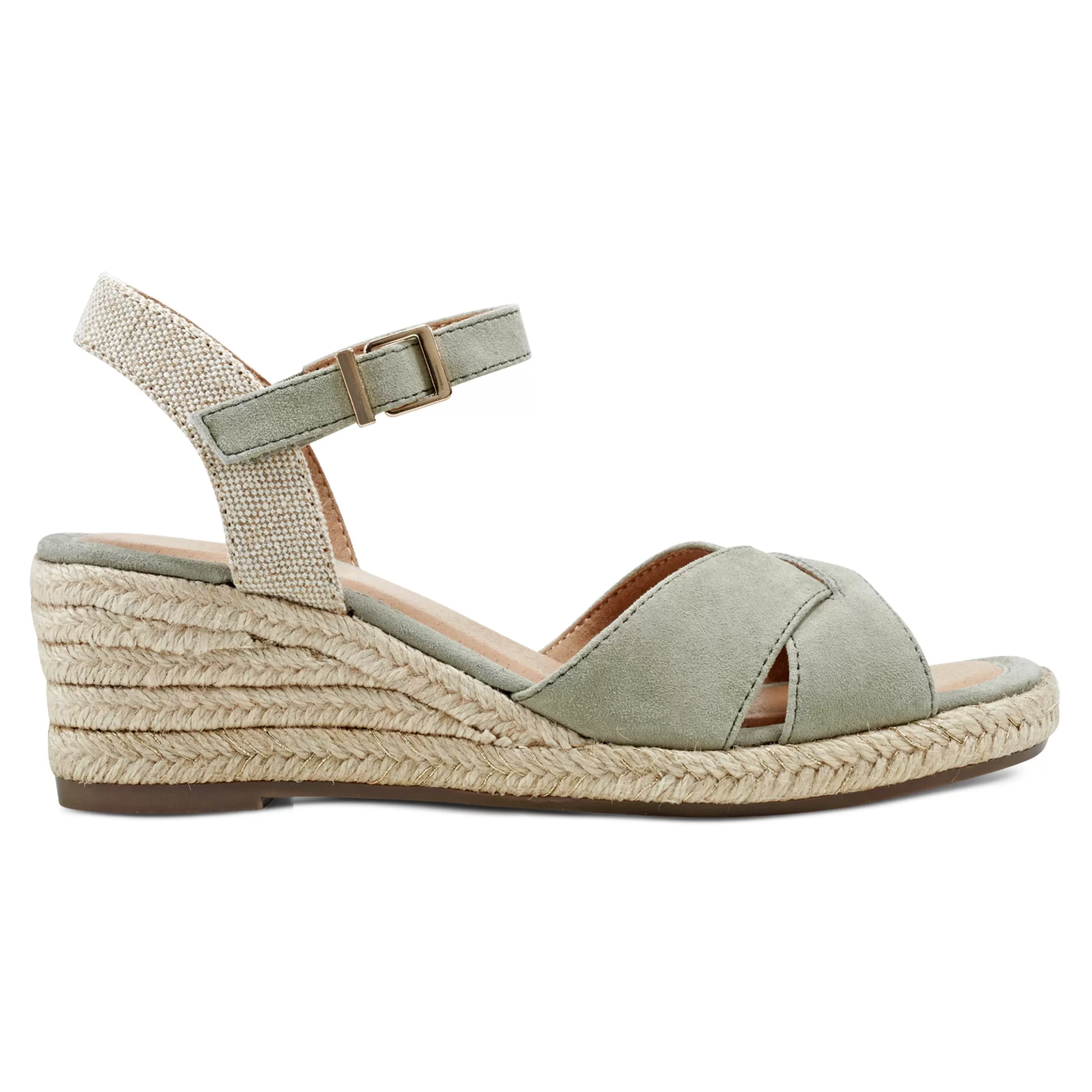 Dress | Sandals-Easy Spirit Shandra Wedge Sandals Light Green Suede