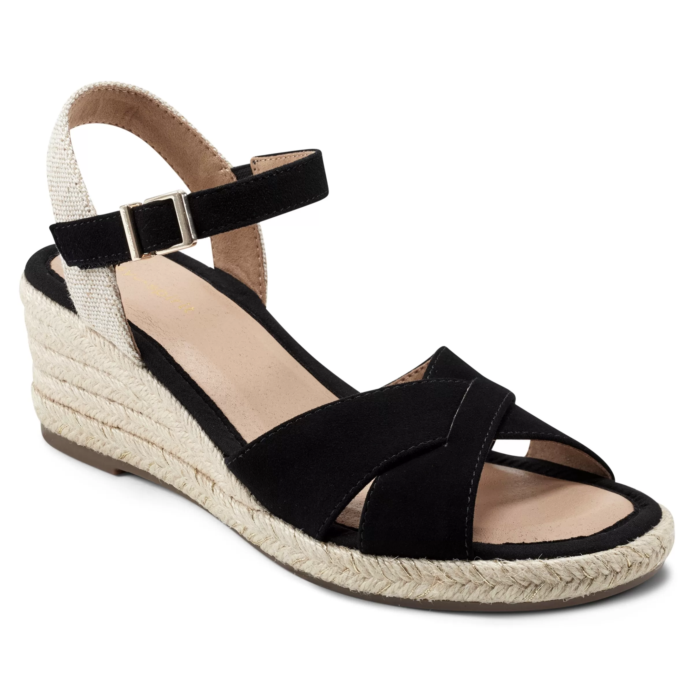 Dress | Sandals-Easy Spirit Shandra Wedge Sandals Black Suede