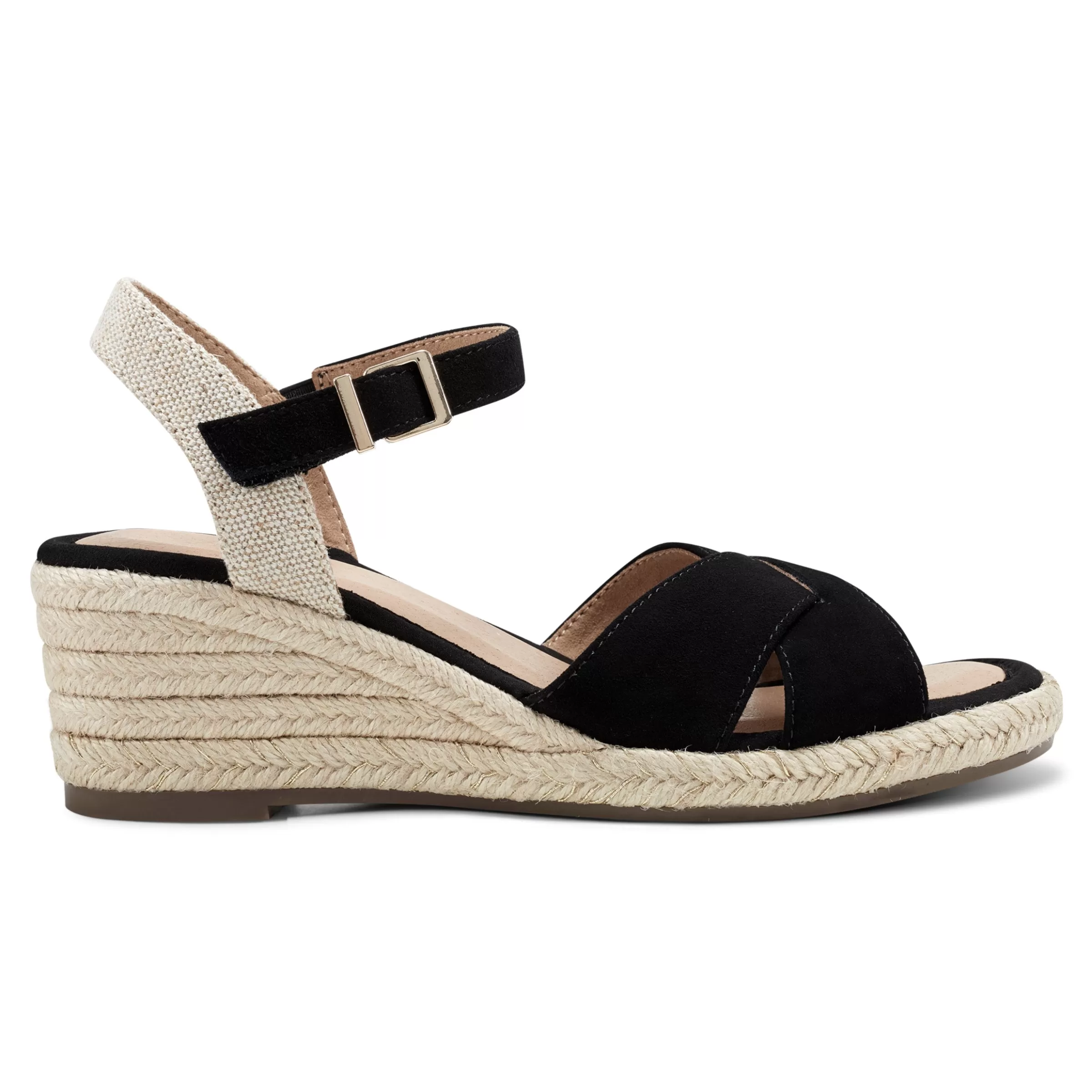 Dress | Sandals-Easy Spirit Shandra Wedge Sandals Black Suede