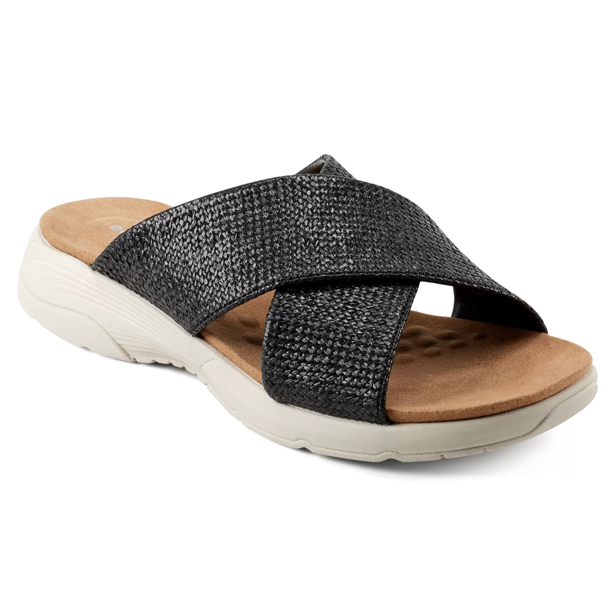 Traciee | Casual-Easy Spirit Taite Slip On Sandals Black Raffia