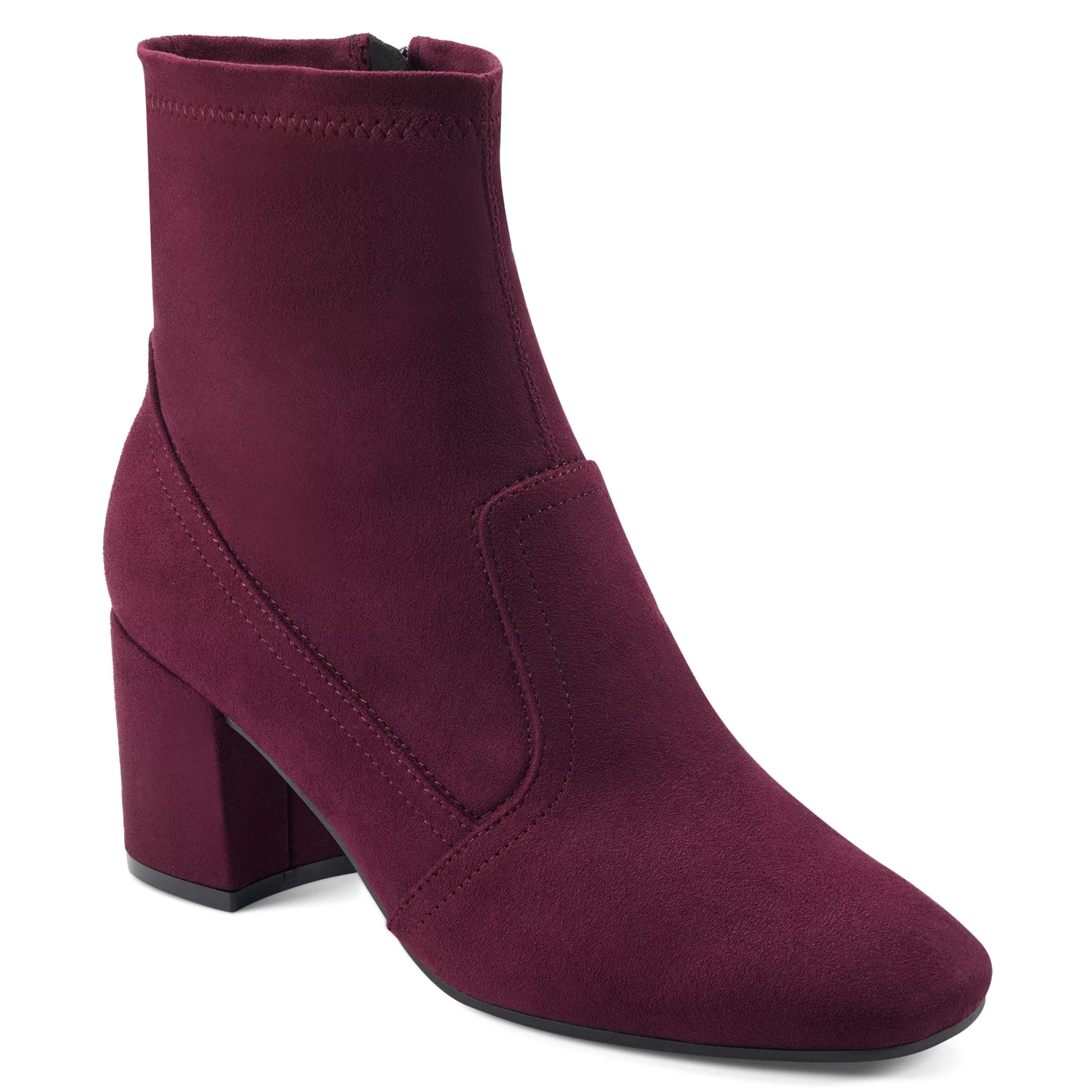 eFlex | eFlex-Easy Spirit Tami Heeled Booties Wine Suede