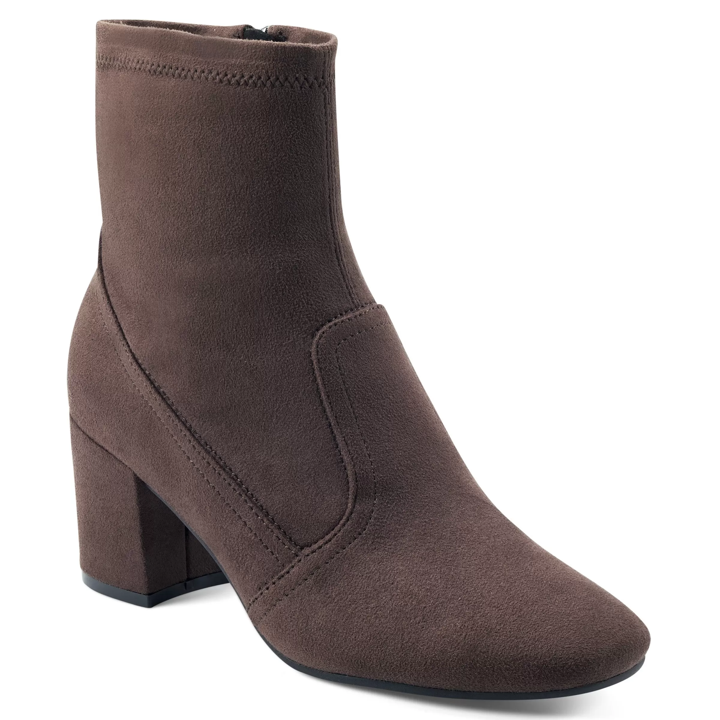 eFlex | eFlex-Easy Spirit Tami Heeled Booties Dark Brown Suede