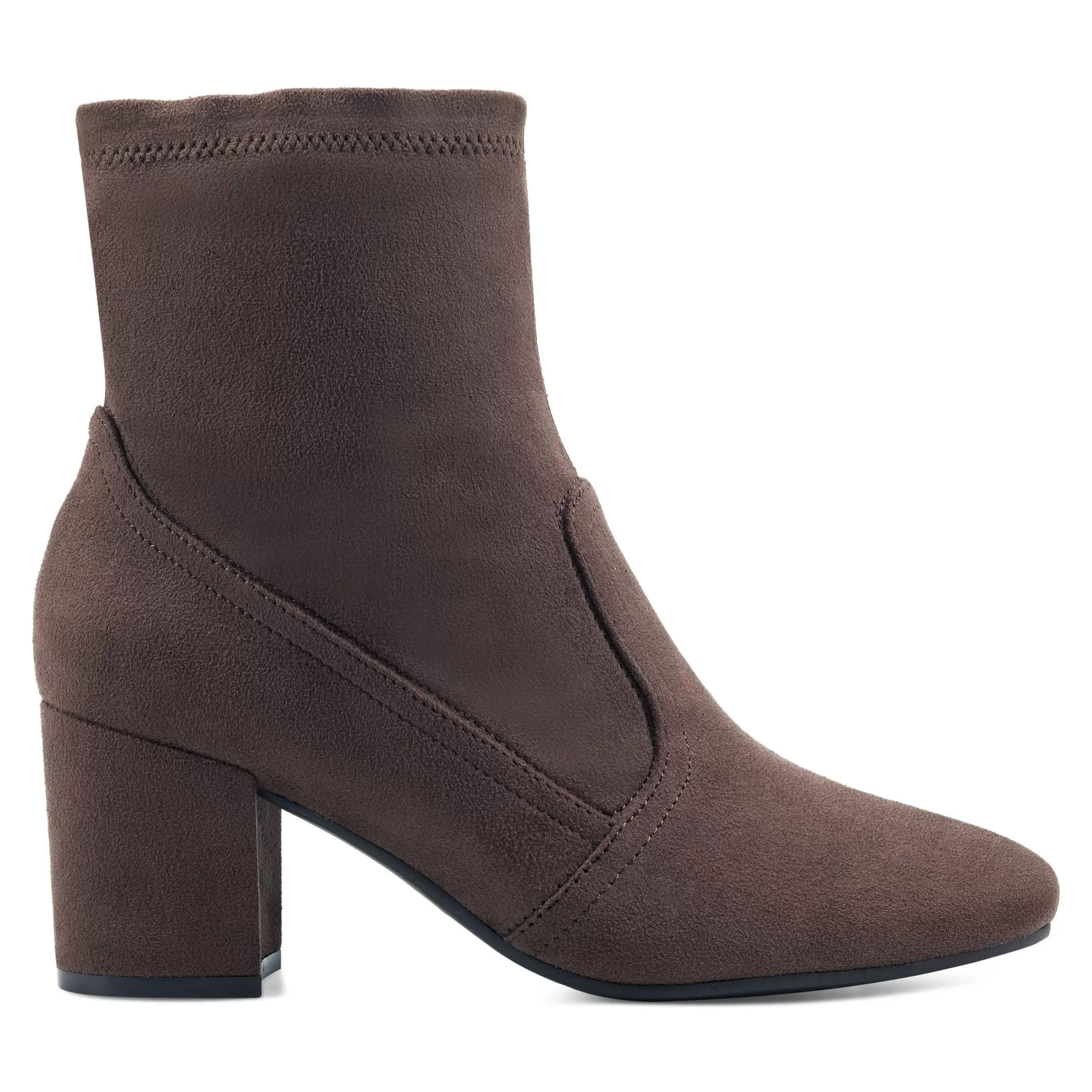 eFlex | eFlex-Easy Spirit Tami Heeled Booties Dark Brown Suede