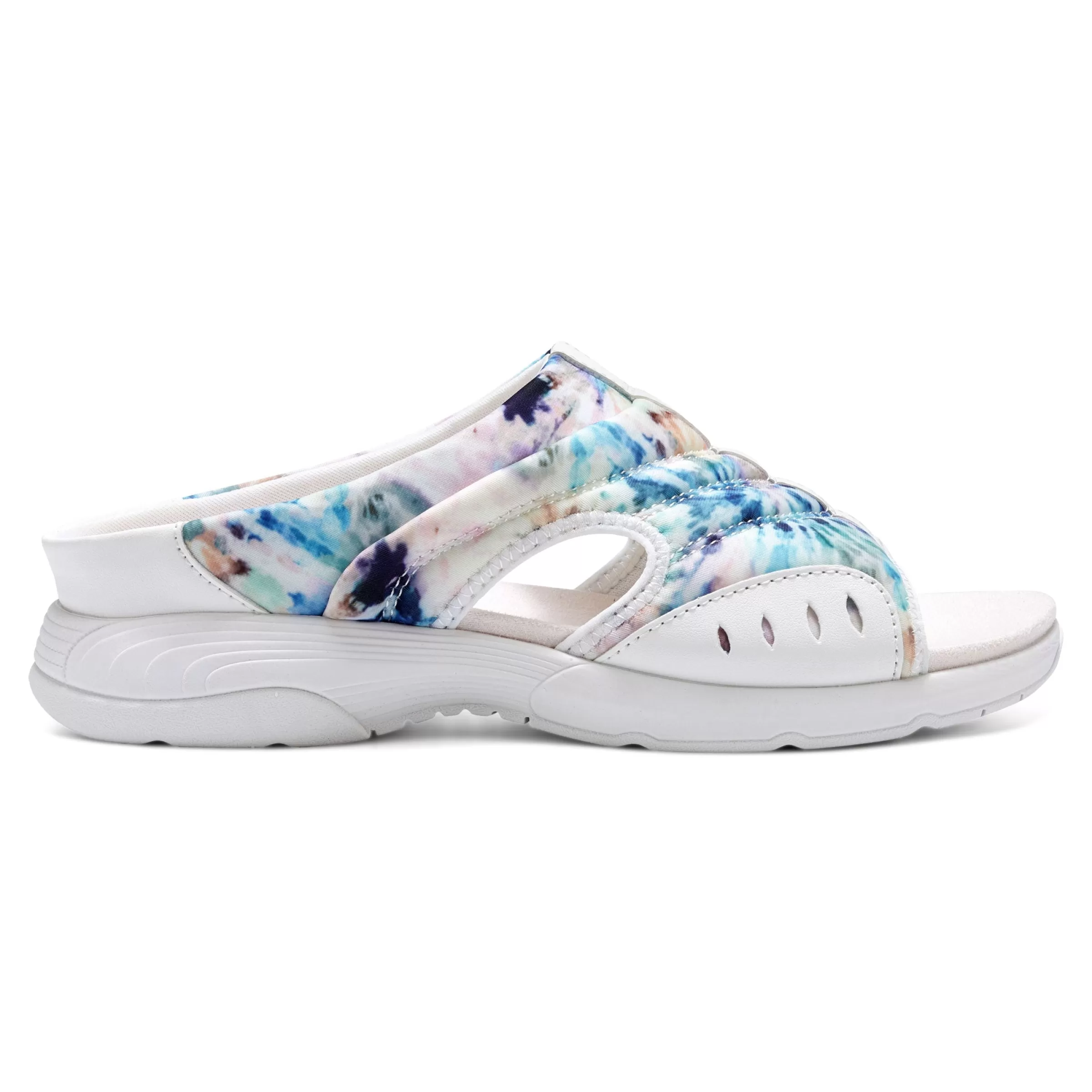 Traciee | Casual-Easy Spirit Traciee Slip On Sandals White Leather Tie Dye Print