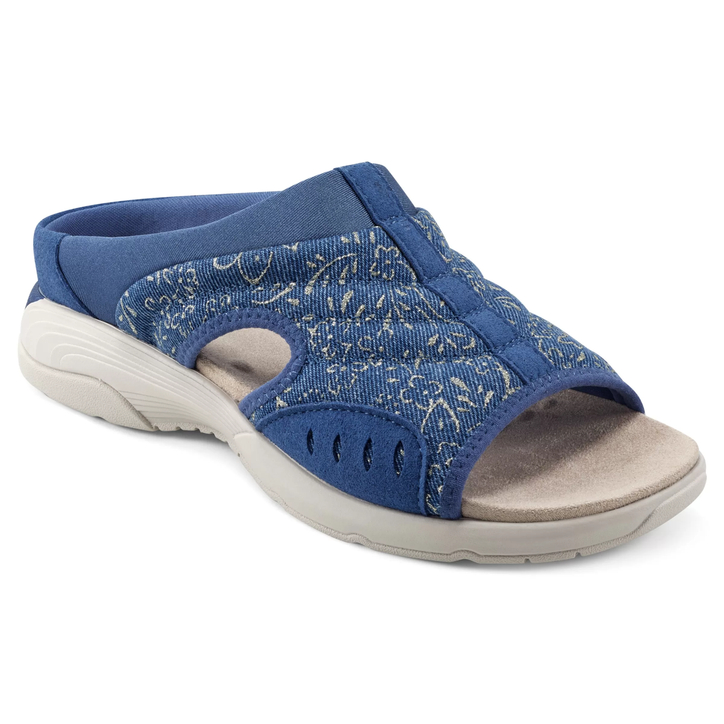 Traciee | Casual-Easy Spirit Traciee Slip On Sandals Denim and Gold Floral