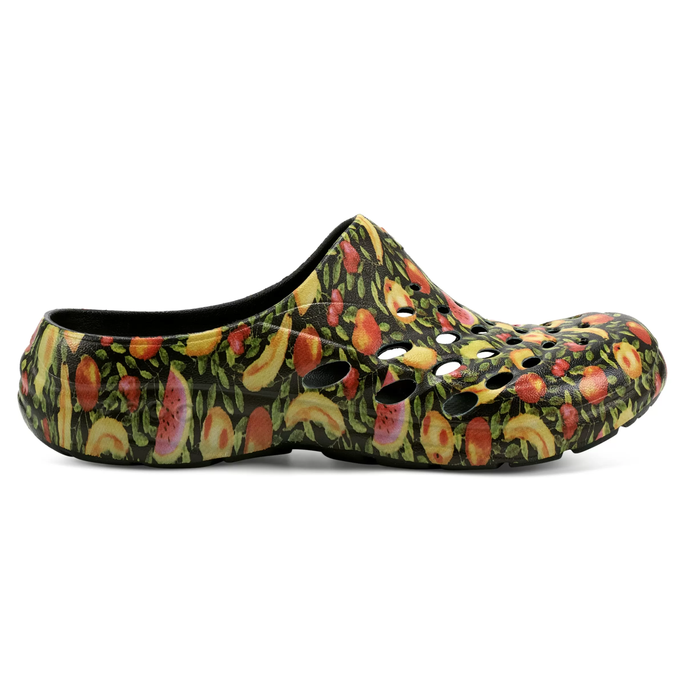 Traveltime Family | Traveltime Clogs-Easy Spirit Travelclog Slip On Mules Black Fruit Print