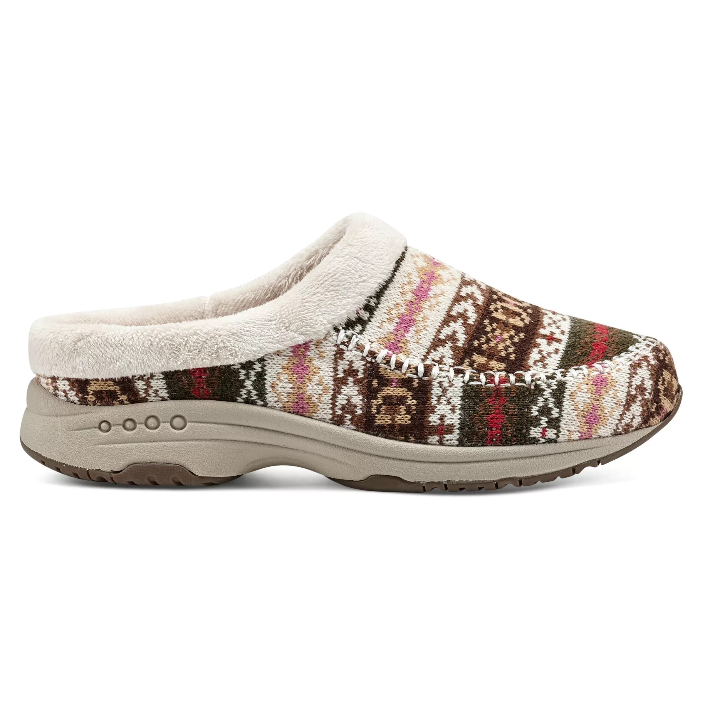 Traveltime Family | Traveltime Clogs-Easy Spirit Travelfurr Clogs Brown Fair Isle