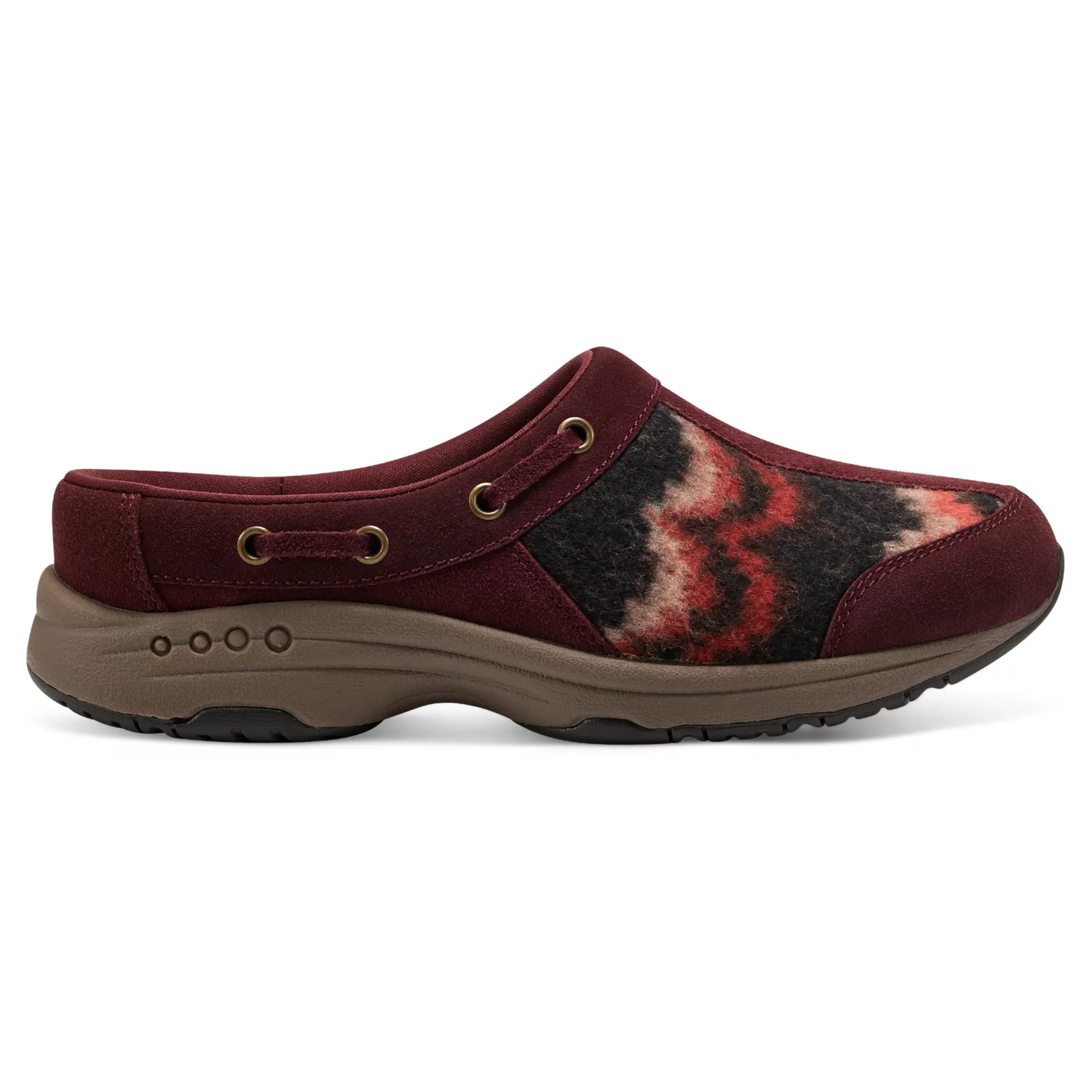 Traveltime Family | Traveltime Clogs-Easy Spirit Travelport Clogs Dark Red Zigzag