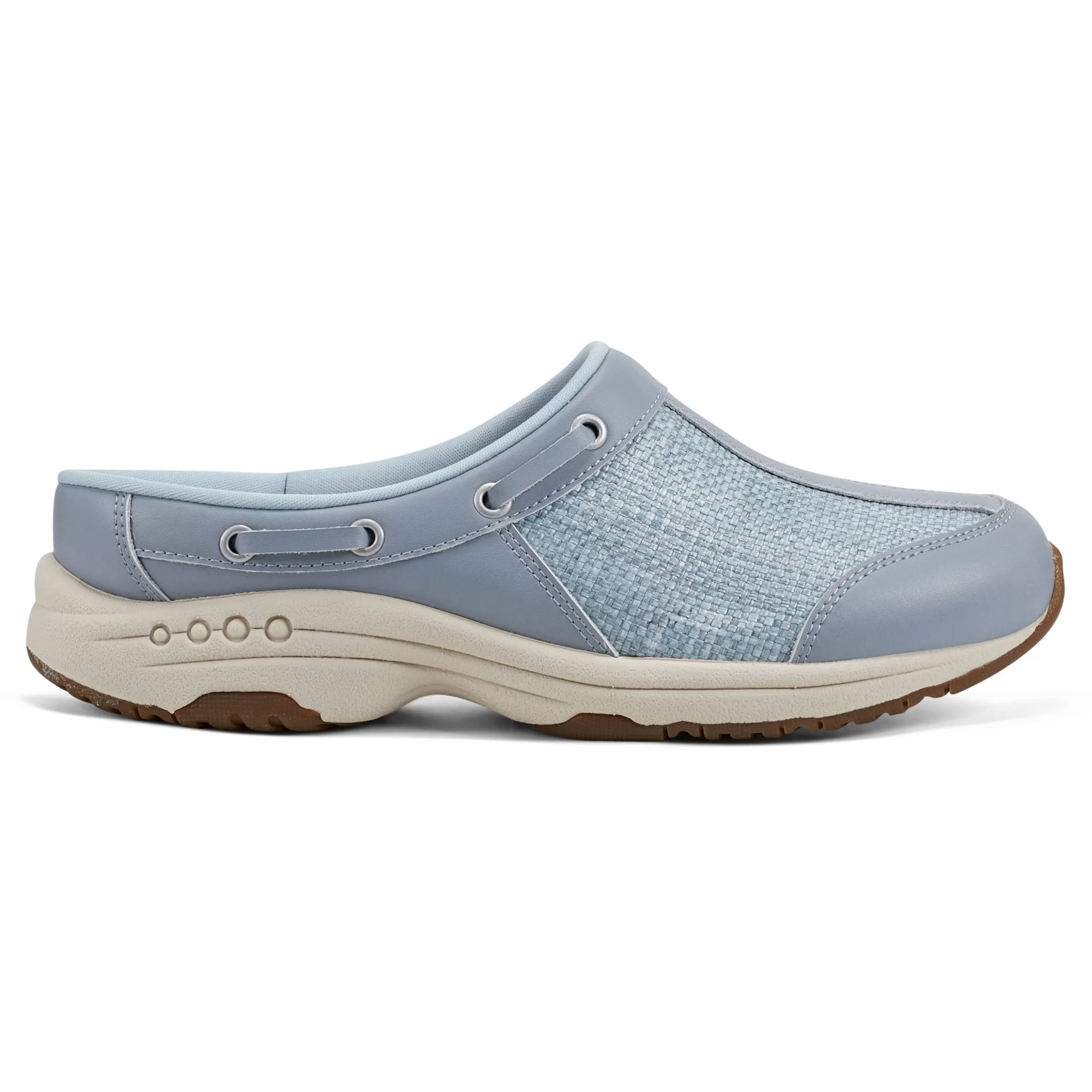 Traveltime Family | Traveltime Clogs-Easy Spirit Travelport Clogs Light Blue Raffia