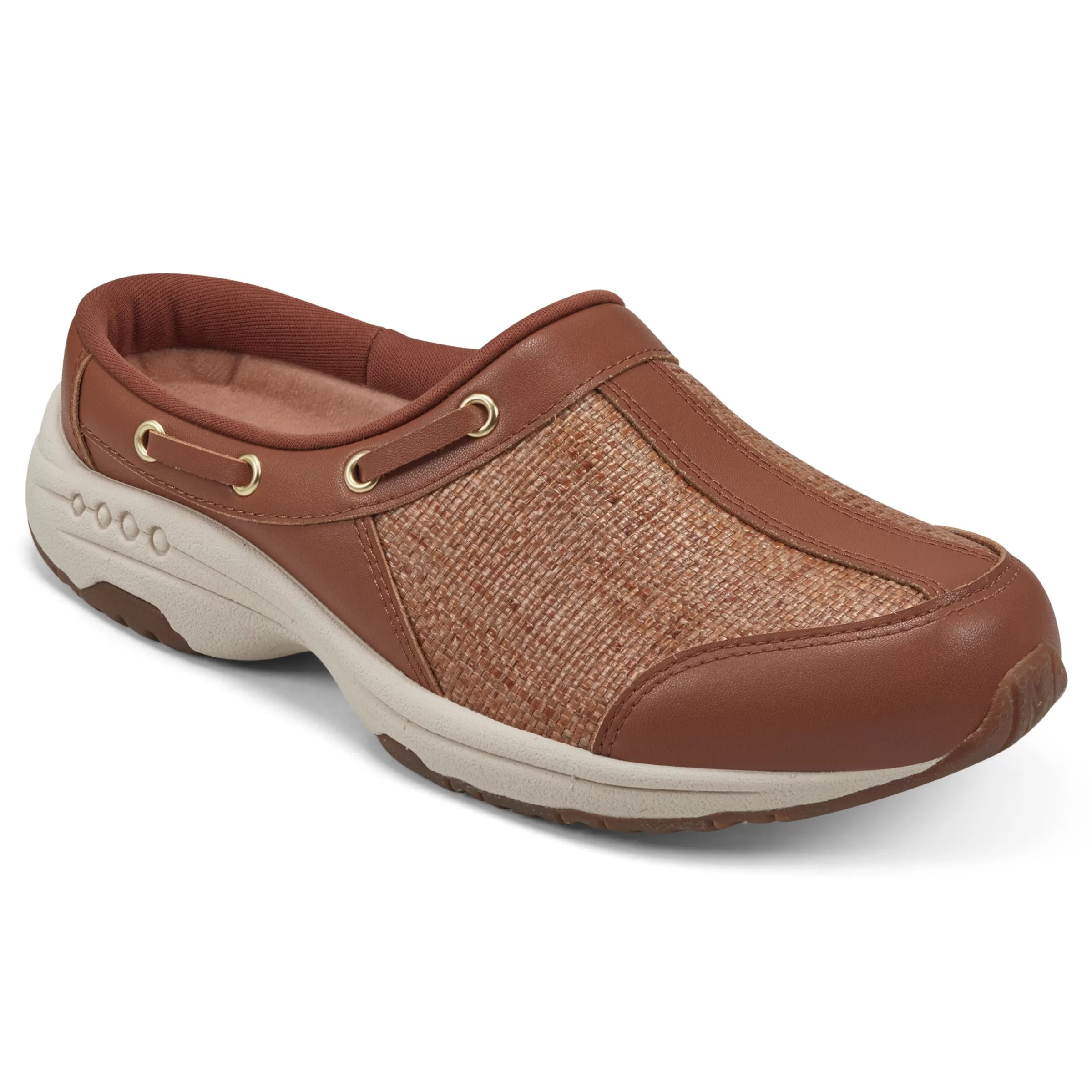 Traveltime Family | Traveltime Clogs-Easy Spirit Travelport Clogs Brown Raffia