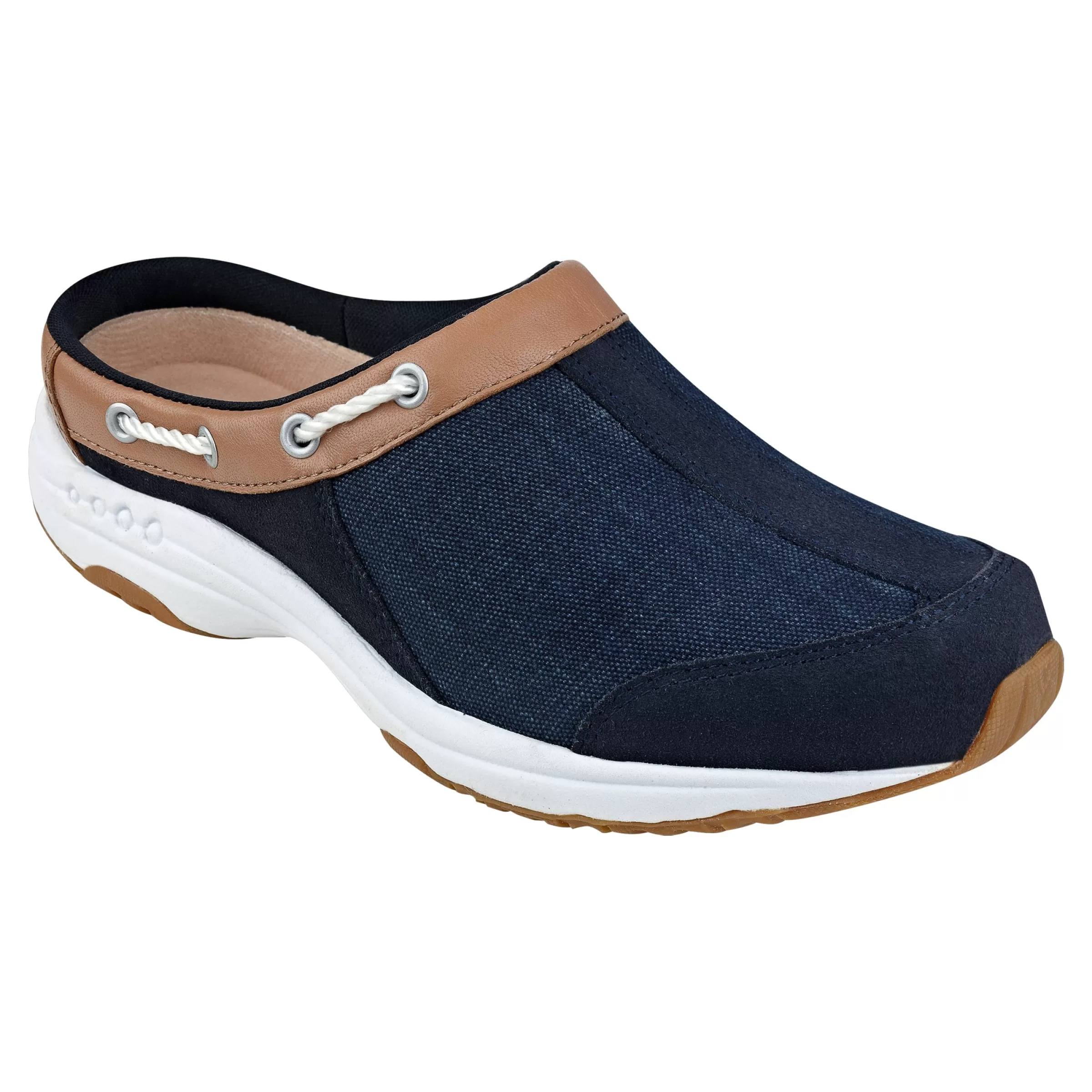 Traveltime Family | Traveltime Clogs-Easy Spirit Travelport Denim Clogs Navy Denim