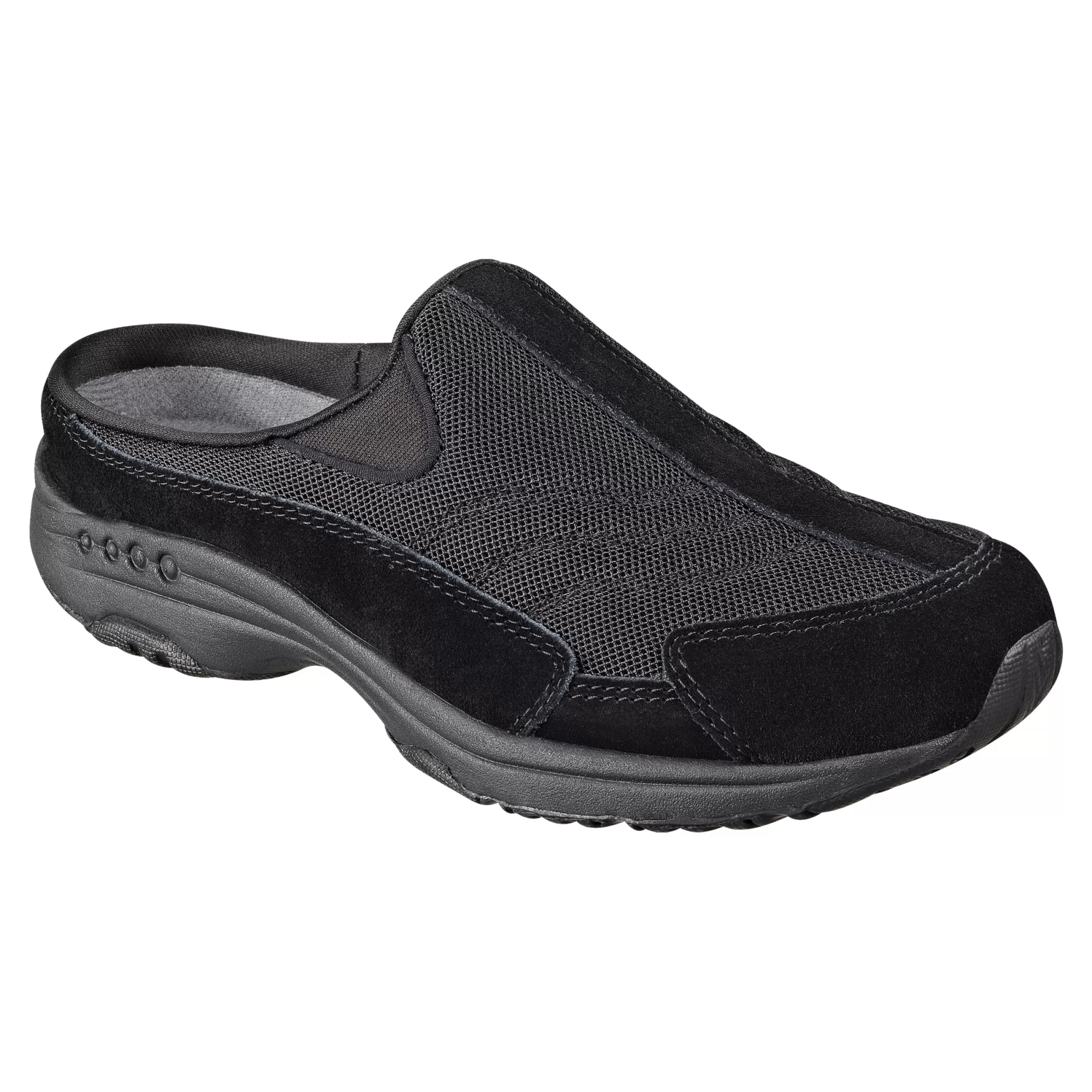 Traveltime Family | Traveltime Clogs-Easy Spirit Traveltime Classic Clogs Black/Dark Grey Suede