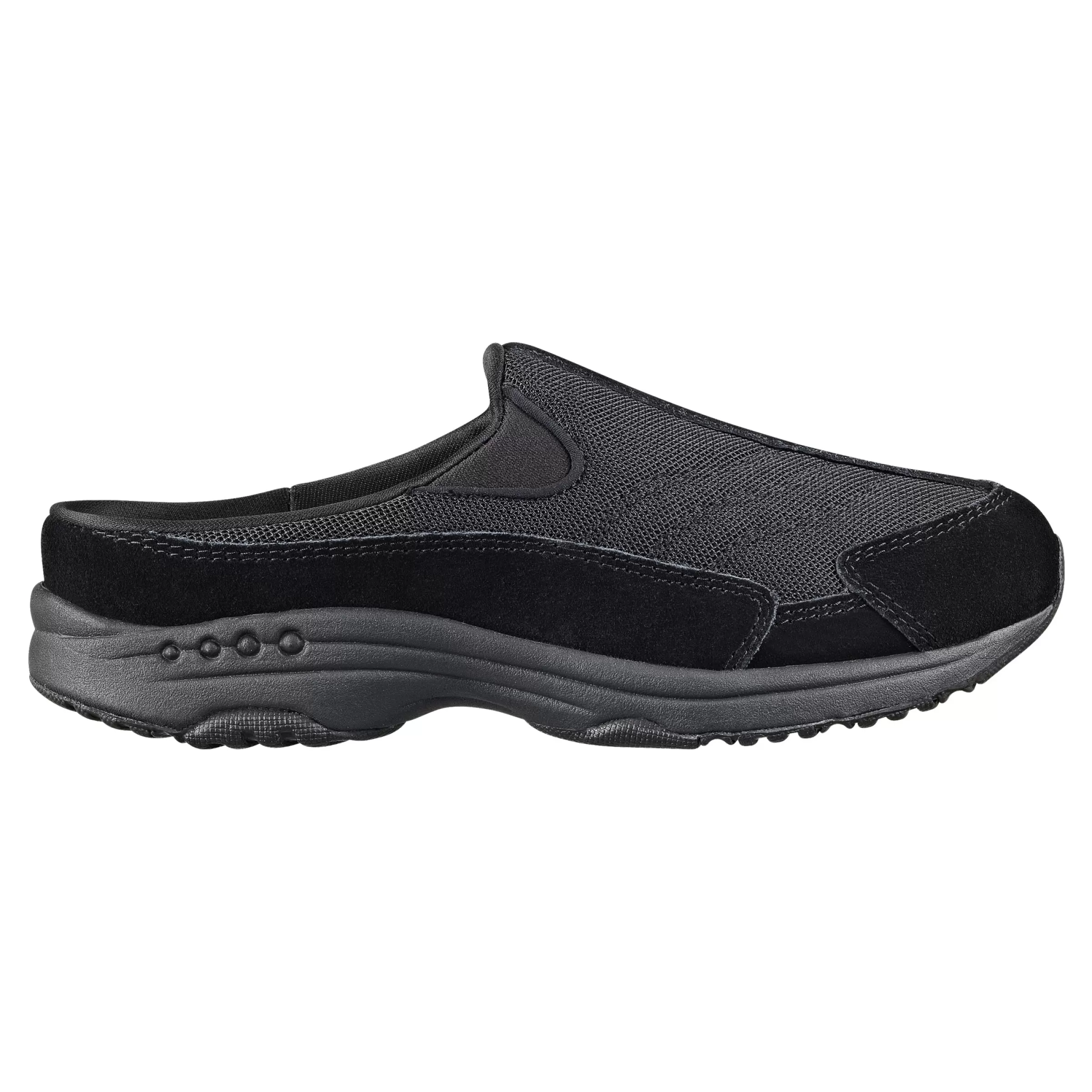 Traveltime Family | Traveltime Clogs-Easy Spirit Traveltime Classic Clogs Black/Dark Grey Suede