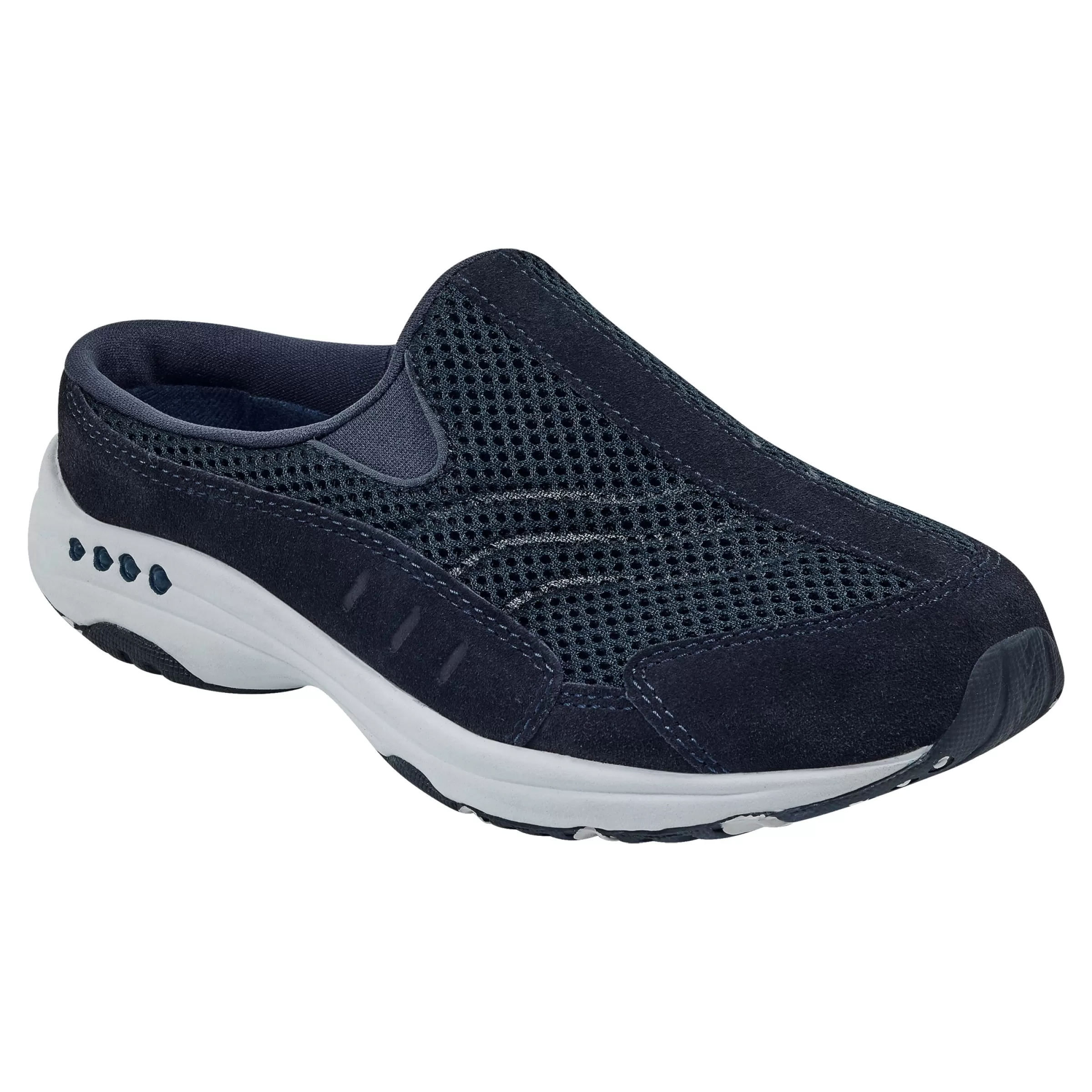 Traveltime Family | Traveltime Clogs-Easy Spirit Traveltime Classic Clogs Navy Suede Mesh