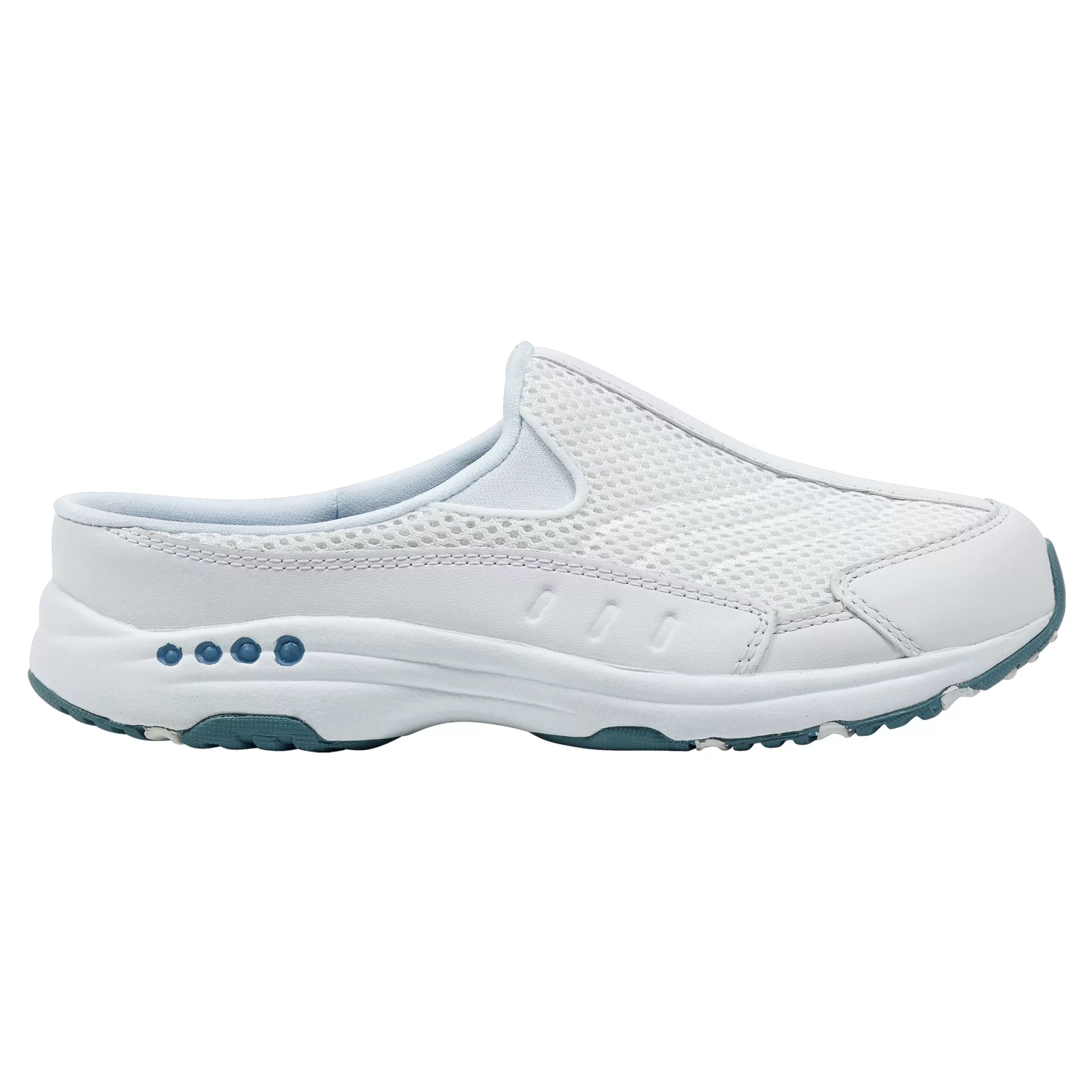 Traveltime Family | Traveltime Clogs-Easy Spirit Traveltime Classic Clogs White Leather Mesh