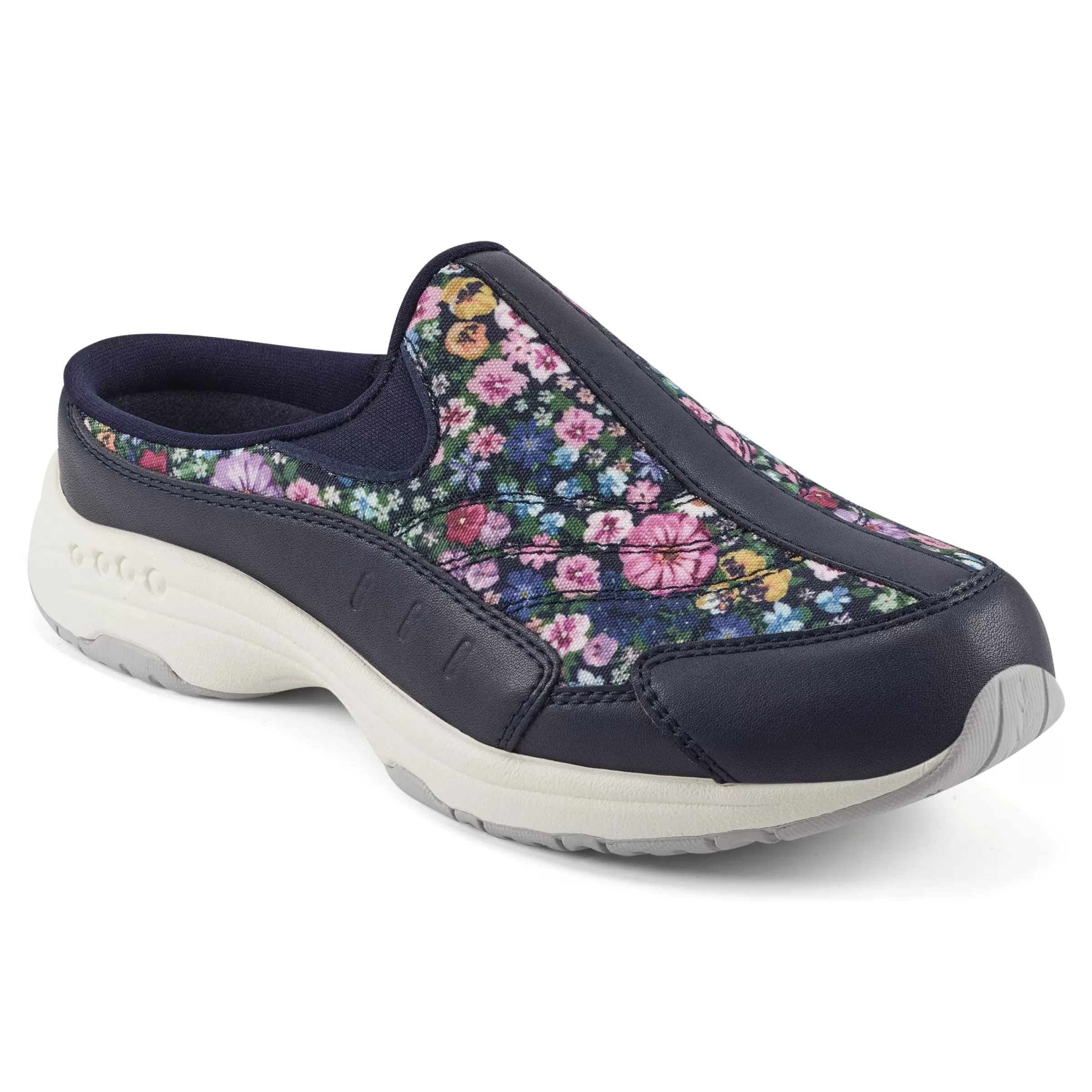 Traveltime Family | Traveltime Clogs-Easy Spirit Traveltime Clogs Navy Ditsy Floral Print