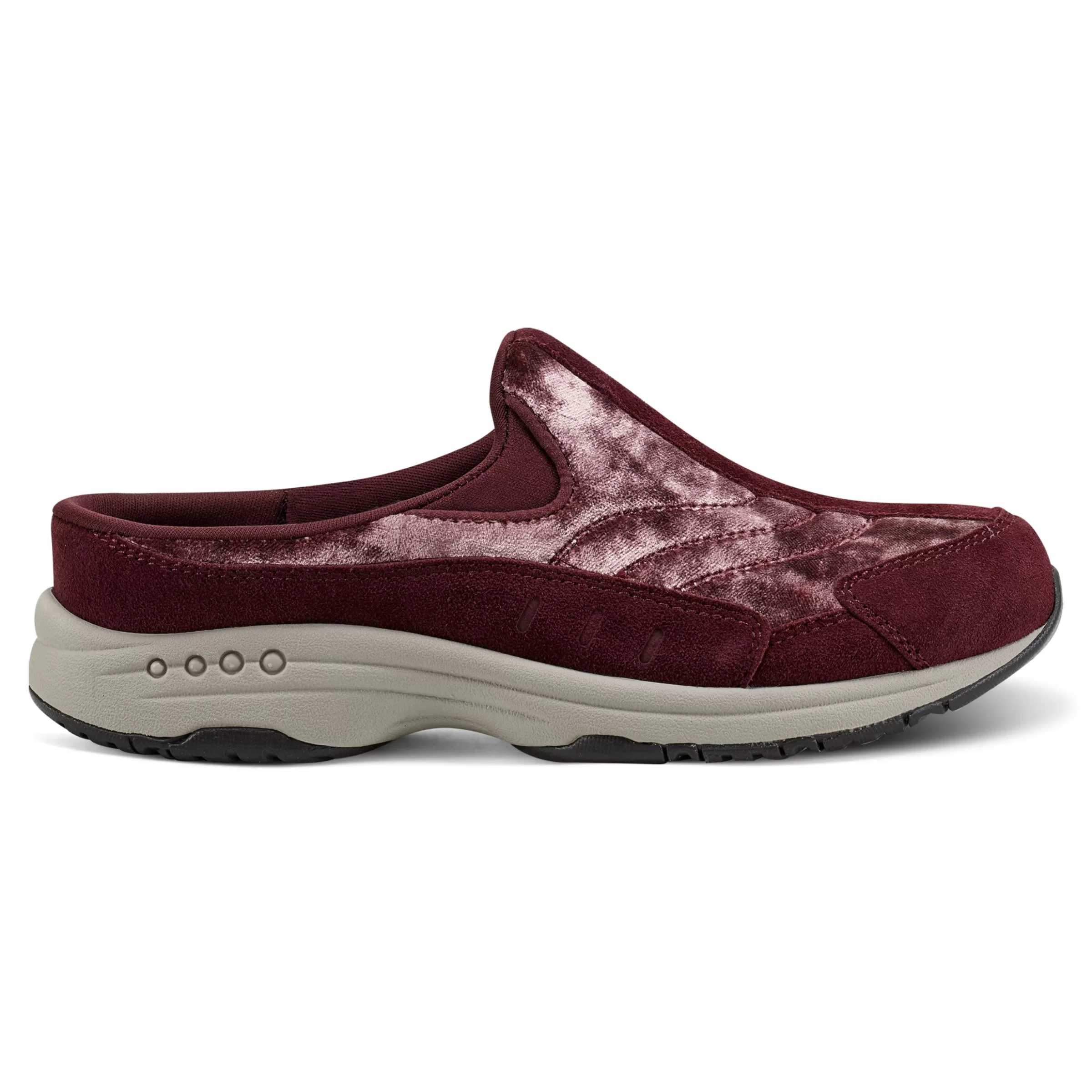 Traveltime Family | Traveltime Clogs-Easy Spirit Traveltime Clogs Dark Red Crushed Velvet