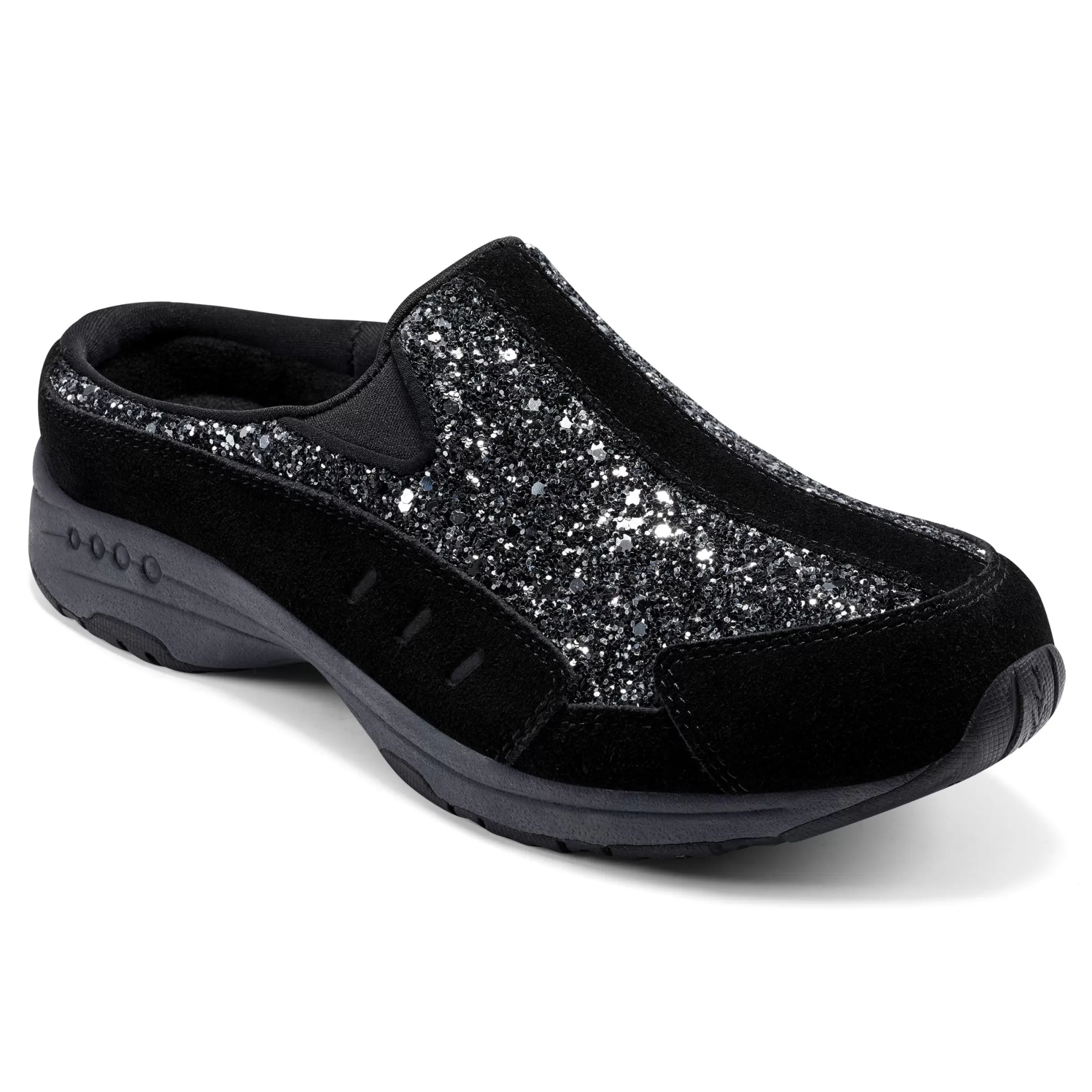 Traveltime Family | Traveltime Clogs-Easy Spirit Traveltime Clogs Black Silver Glitter