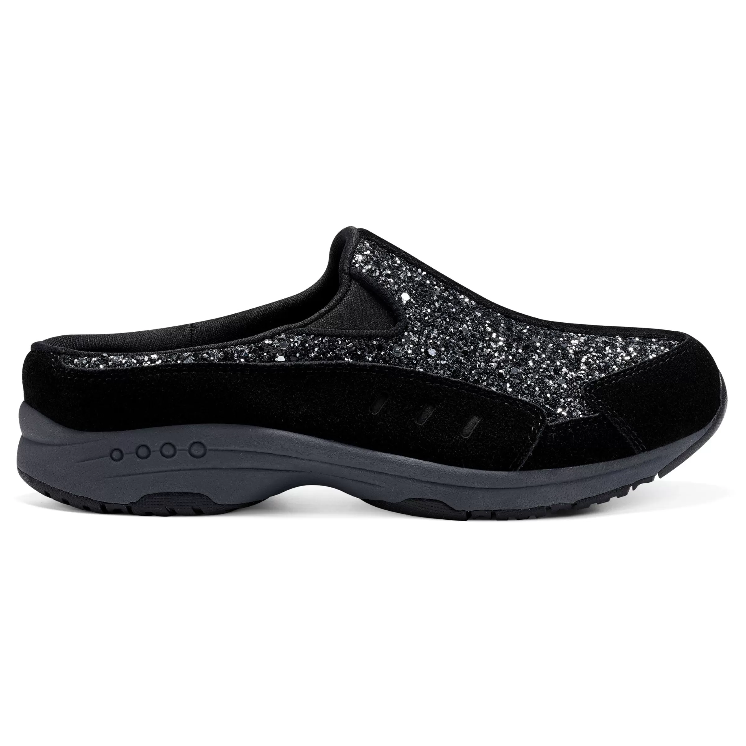 Traveltime Family | Traveltime Clogs-Easy Spirit Traveltime Clogs Black Silver Glitter