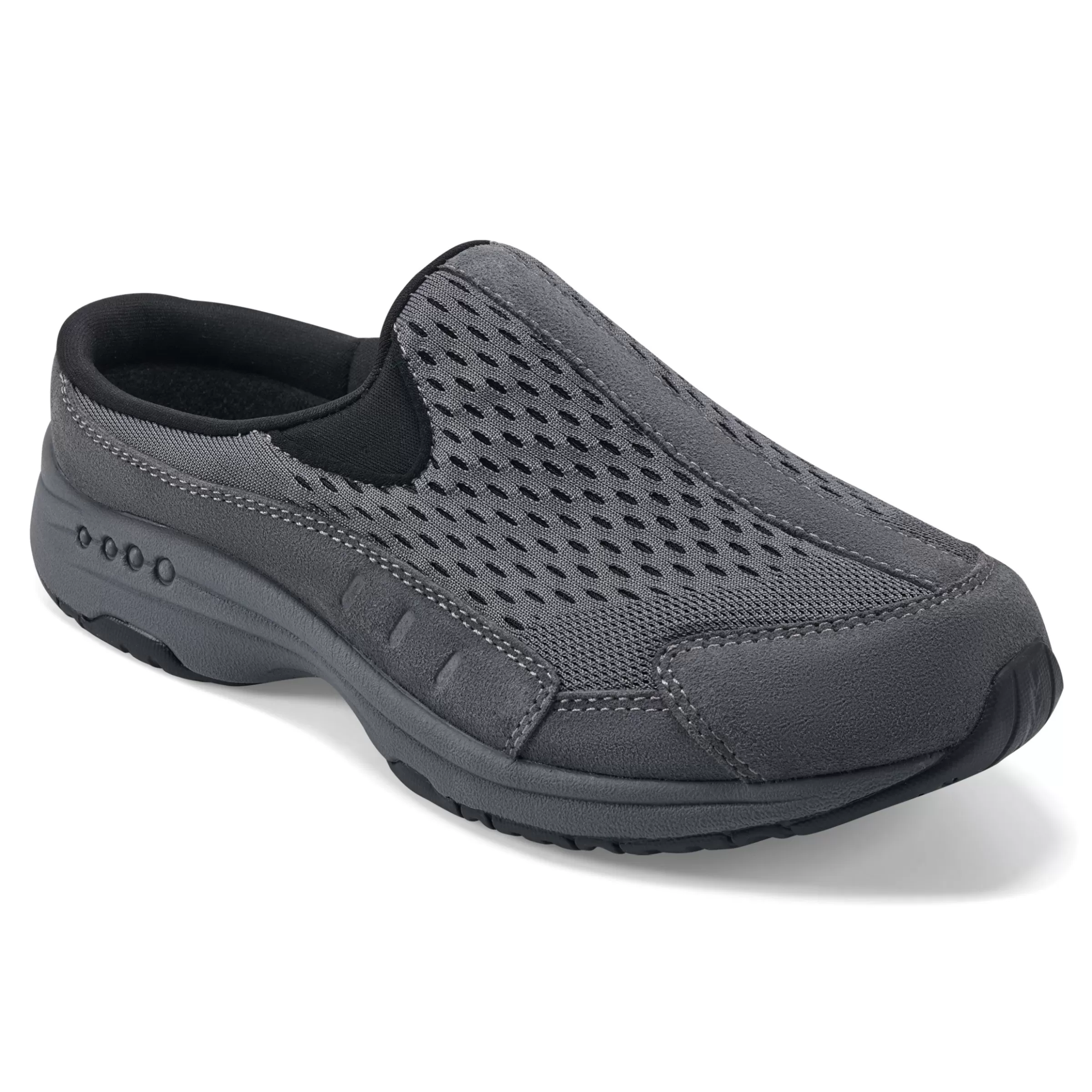 Traveltime Family | Traveltime Clogs-Easy Spirit Traveltime Clogs Dark Grey Mesh