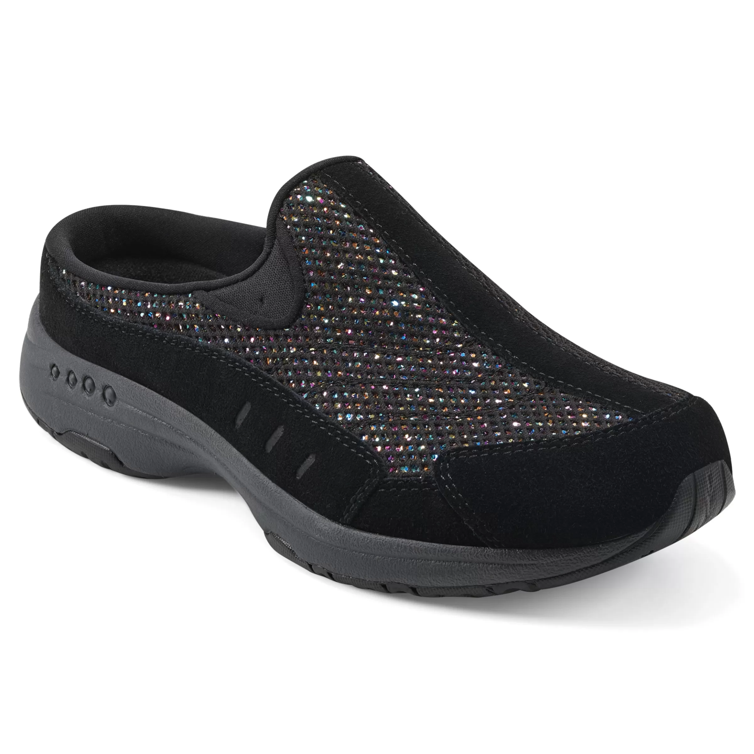 Traveltime Family | Traveltime Clogs-Easy Spirit Traveltime Clogs Black Glitter multi