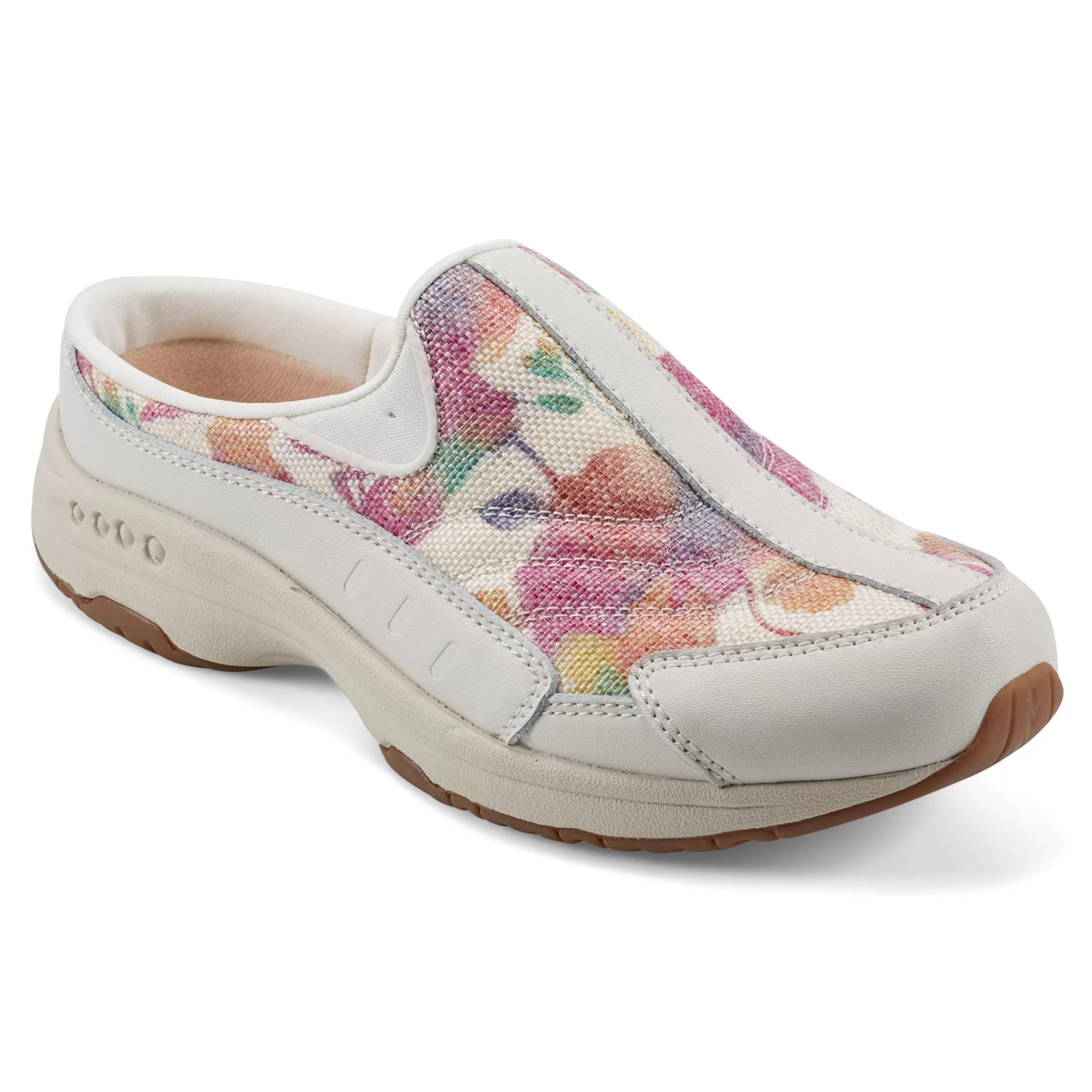 Traveltime Family | Traveltime Clogs-Easy Spirit Traveltime Clogs White Floral Raffia