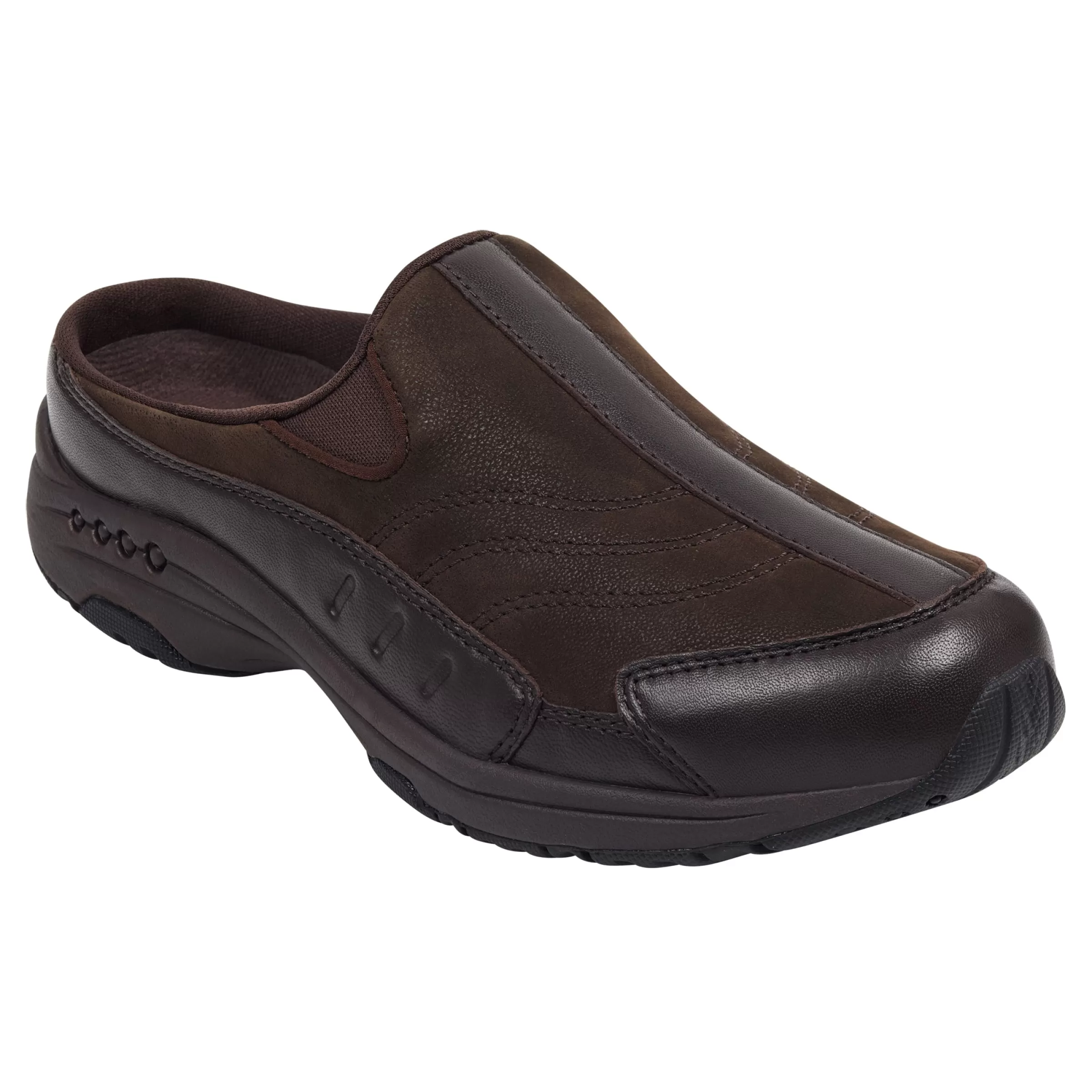 Traveltime Family | Traveltime Clogs-Easy Spirit Traveltime Leather Clogs Chocolate Leather