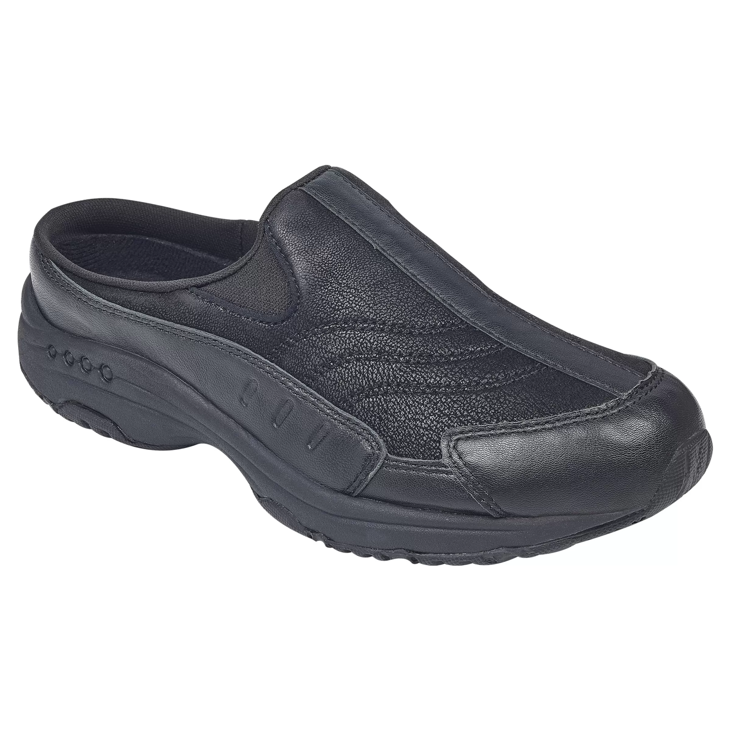 Traveltime Family | Traveltime Clogs-Easy Spirit Traveltime Leather Clogs Black Leather