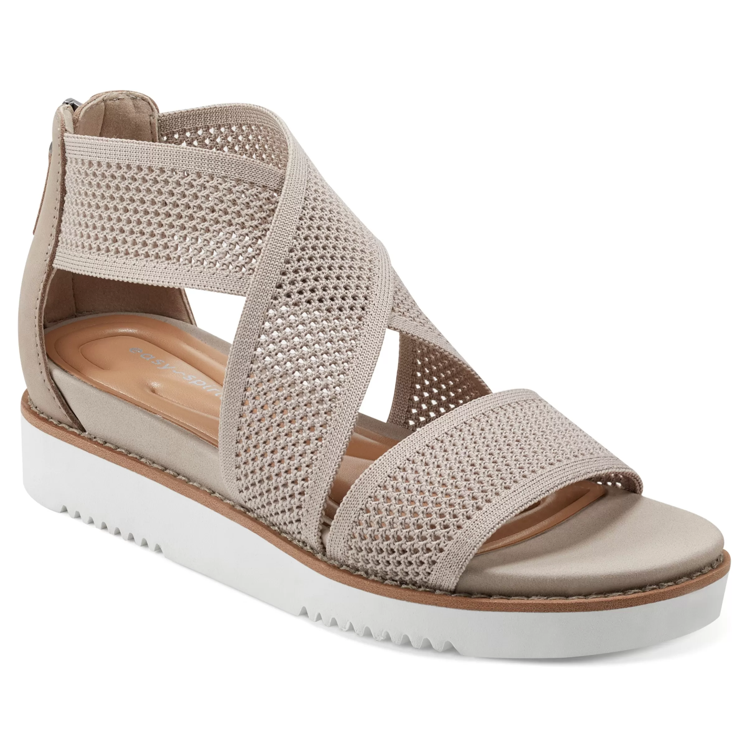 Casual | Sandals-Easy Spirit Wander Flat Sandals Taupe Knit