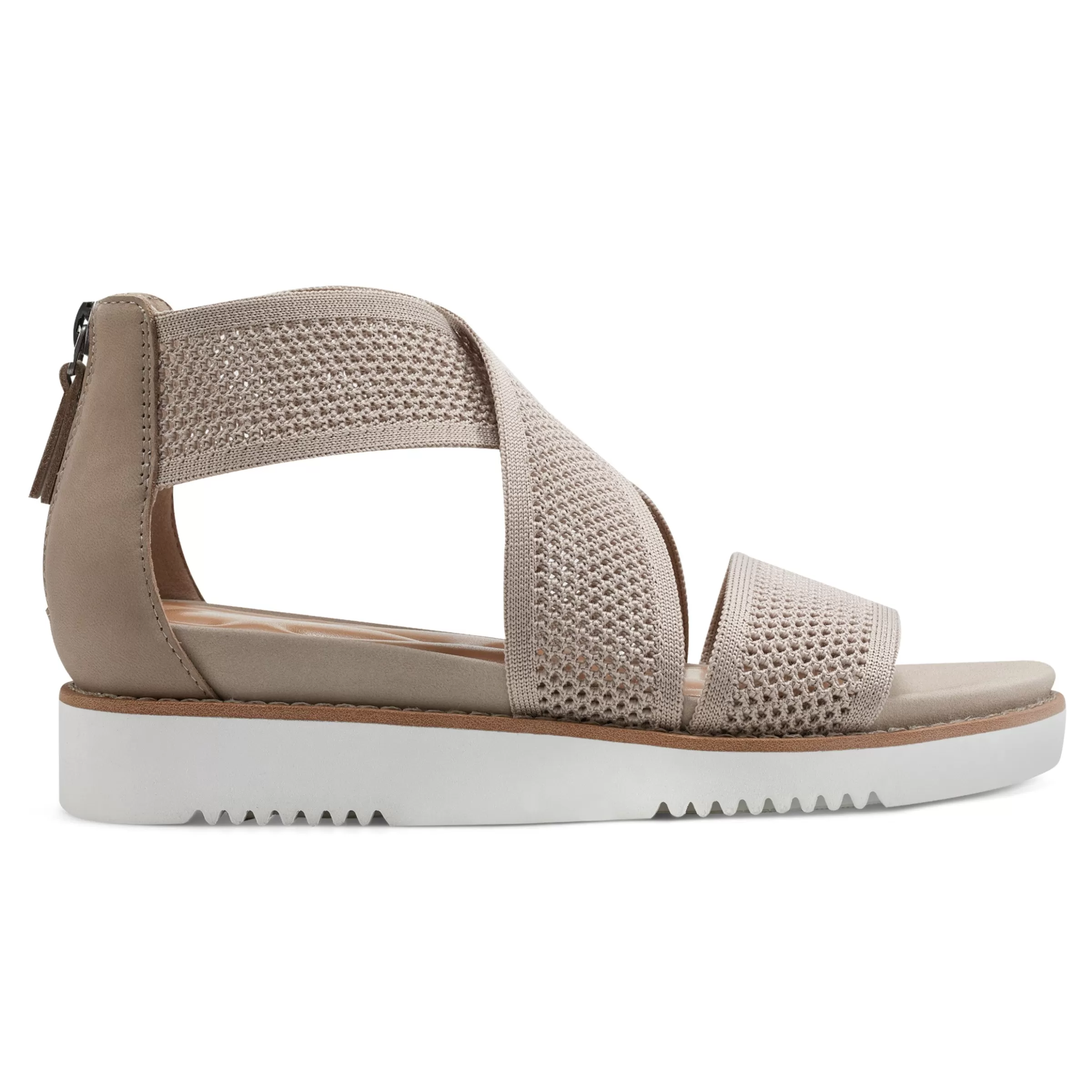 Casual | Sandals-Easy Spirit Wander Flat Sandals Taupe Knit