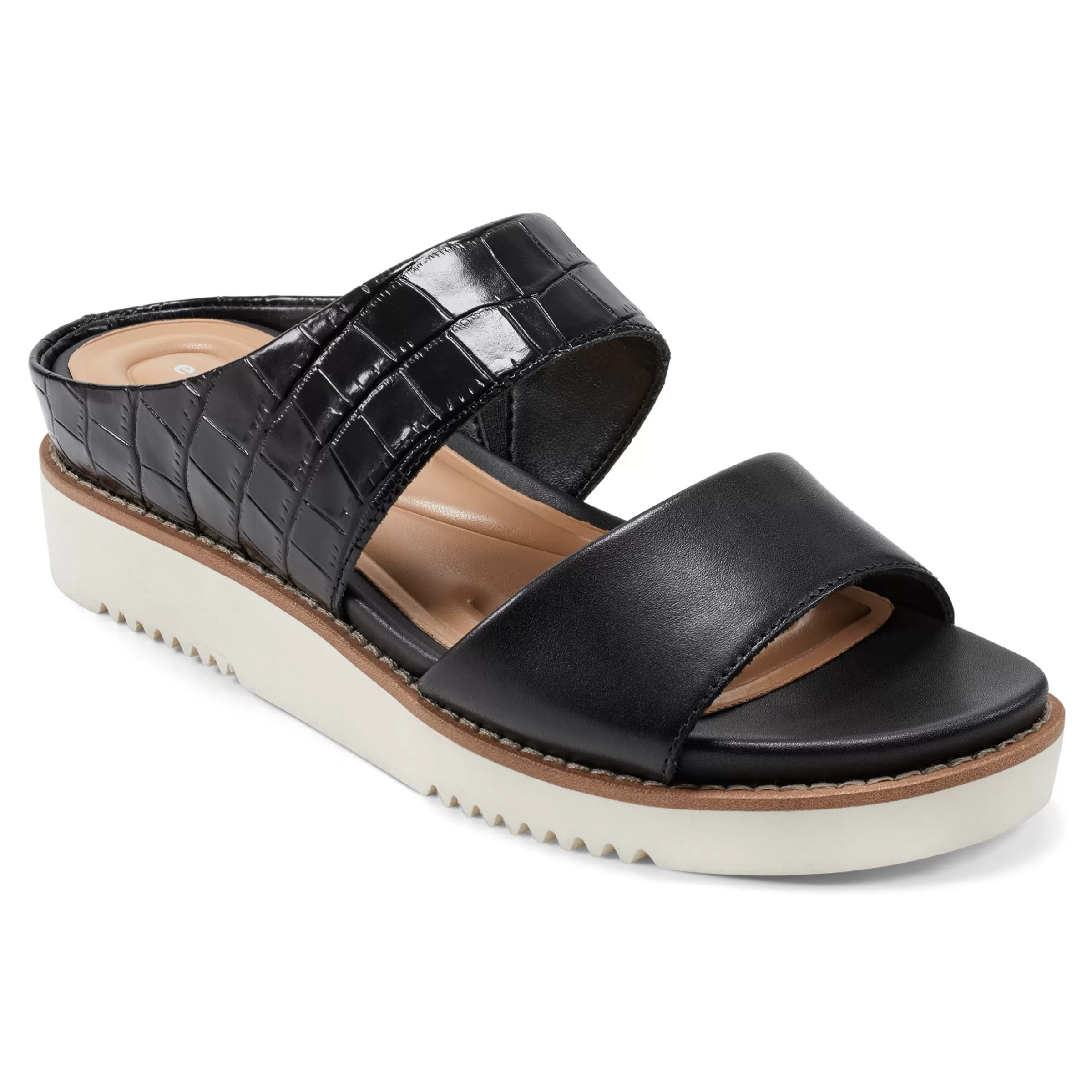 Casual | Sandals-Easy Spirit Wilma Slip On Sandals Black Croco Print