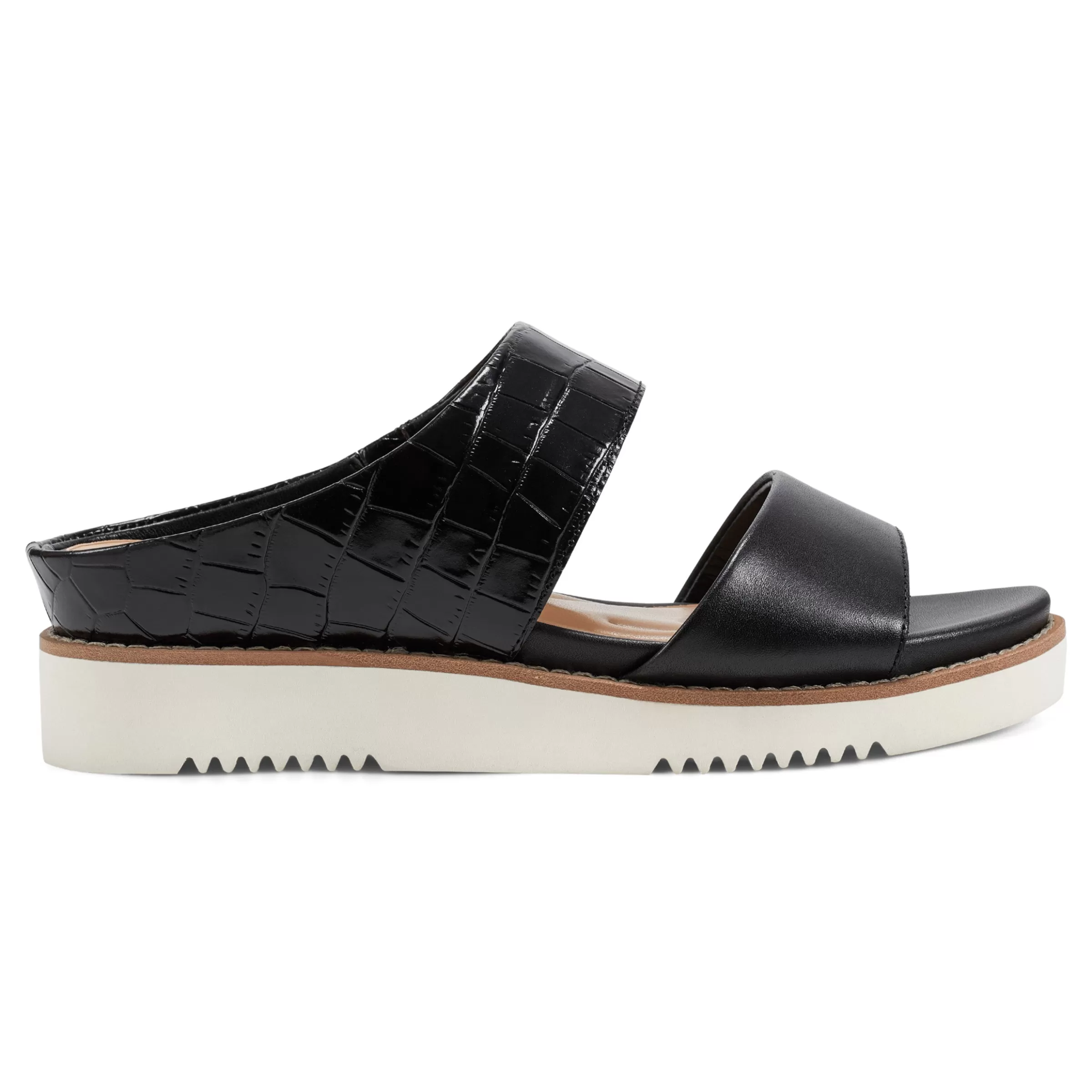 Casual | Sandals-Easy Spirit Wilma Slip On Sandals Black Croco Print